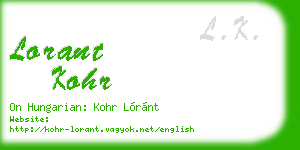 lorant kohr business card